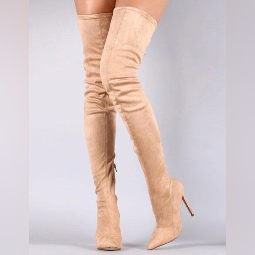 Suede thigh high boots